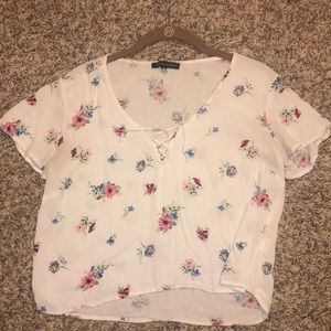 kendal and kylie floral cropped blouse